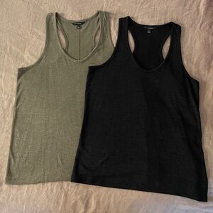 Pair Banana Republic racer back tanks moss and black Large